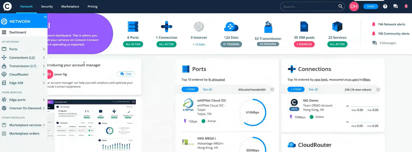 Console Connect dashboard AWS demo