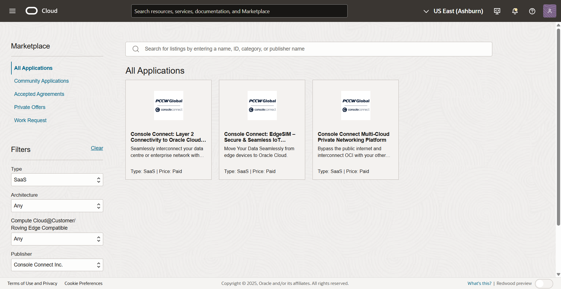 Oracle Marketplace listing